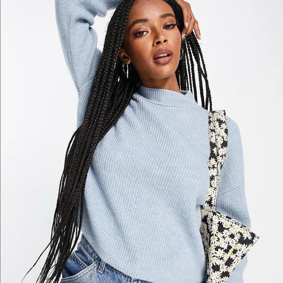 Vero Moda high neck sweater in light blue - Picture 3 of 5